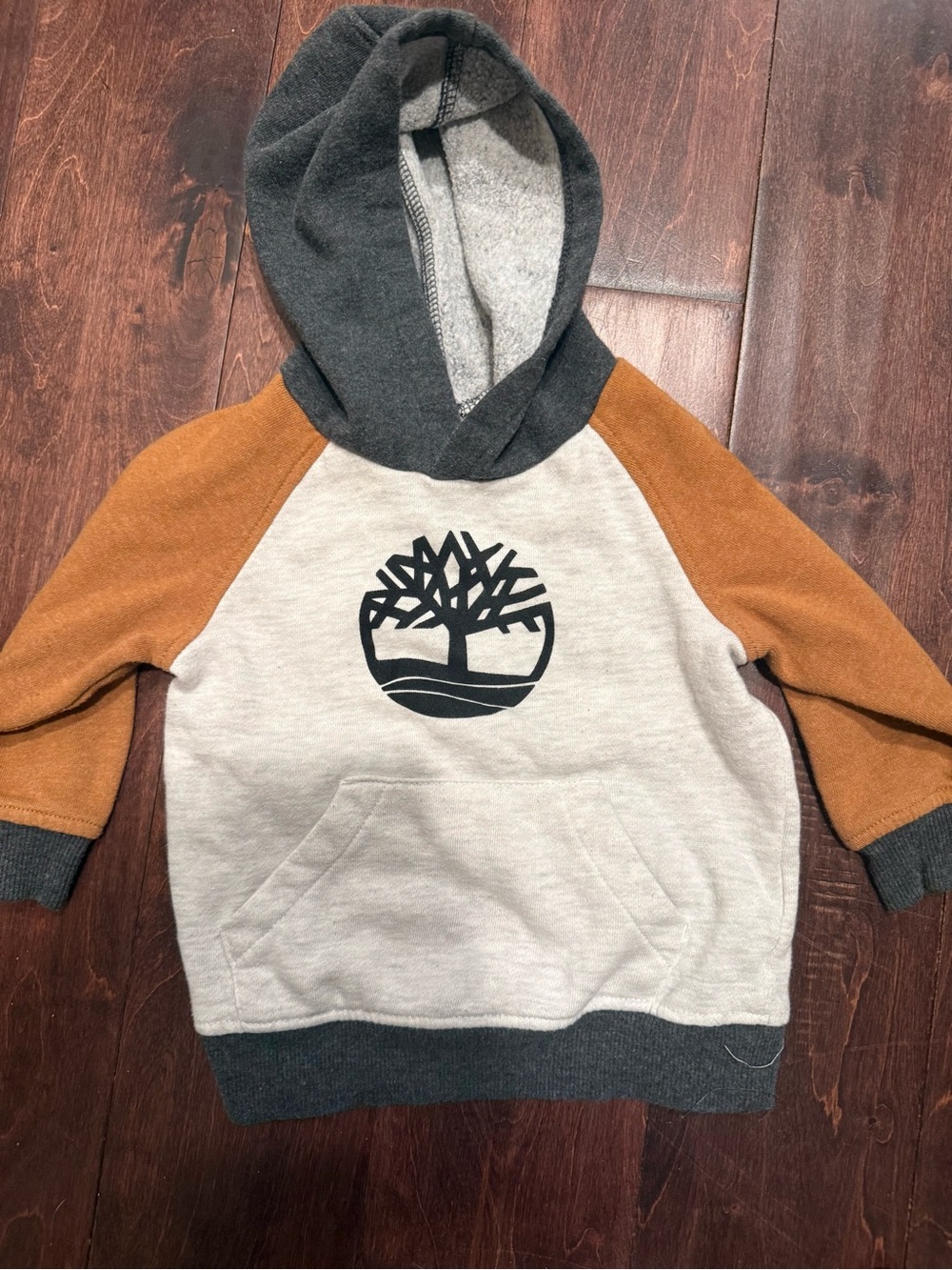 Timberland Cream, Brown & Gray Raglan Hooded Sweatshirt